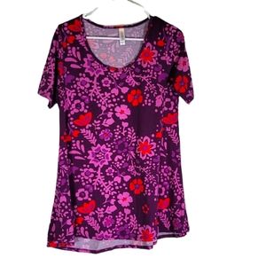 Lula Roe- Blouse purple floral print. Size M